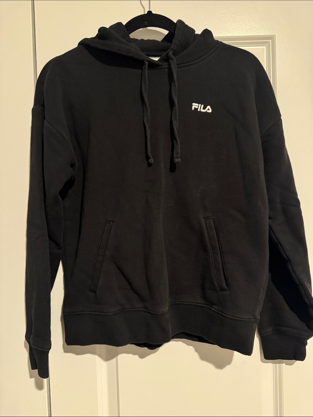 FILA Black Pullover Hoodie with White Logo
